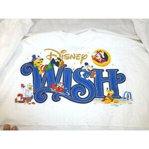 Disney Cruise Line Wish Spirit Jersey Long Sleeve Shirt White Mickey Size XL